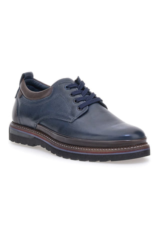 Pittarello Eco 252480002 blaue Lederschnürschuhe mit kontrastierender Sohle