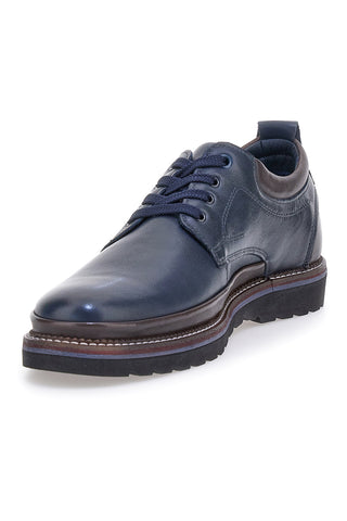 Pittarello Eco 252480002 blaue Lederschnürschuhe mit kontrastierender Sohle