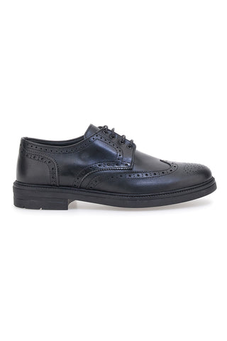 Pittarello Focus 224 Schwarze Brogue-Schnürschuhe aus echtem Leder, hergestellt in Italien