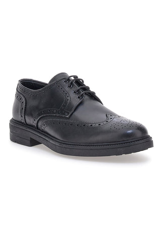 Pittarello Focus 224 Schwarze Brogue-Schnürschuhe aus echtem Leder, hergestellt in Italien