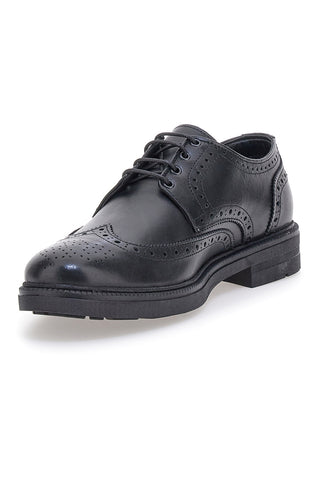 Pittarello Focus 224 Schwarze Brogue-Schnürschuhe aus echtem Leder, hergestellt in Italien