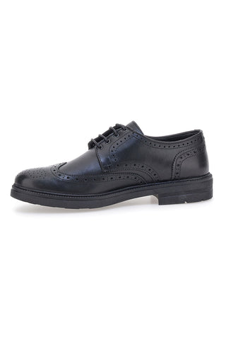 Pittarello Focus 224 Schwarze Brogue-Schnürschuhe aus echtem Leder, hergestellt in Italien