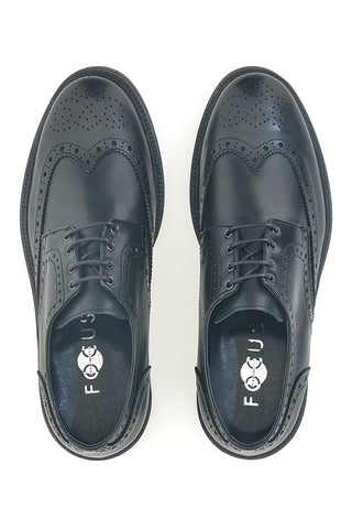 Pittarello Focus 224 Schwarze Brogue-Schnürschuhe aus echtem Leder, hergestellt in Italien
