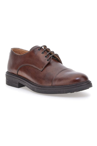 Scarpe stringate marroni in vera pelle Made in Italy Pittarello Focus 222