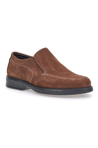 Mocassini marroni in pelle con inserti elastici Pittarello 3
