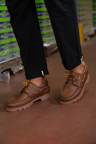 Mocassini barca in pelle marroni PTR 5140