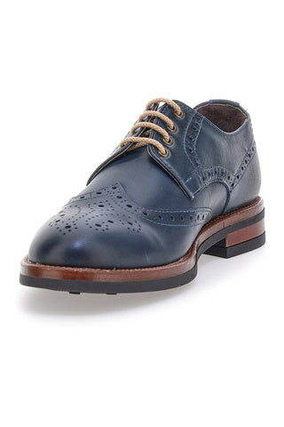 Scarpe Stringate Francesine blu in pelle con lavorazione brogue Pittarello 06
