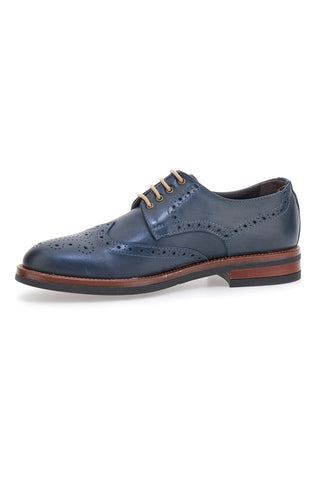 Scarpe Stringate Francesine blu in pelle con lavorazione brogue Pittarello 06