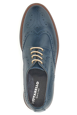 Scarpe Stringate Francesine blu in pelle con lavorazione brogue Pittarello 06