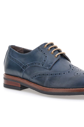 Scarpe Stringate Francesine blu in pelle con lavorazione brogue Pittarello 06