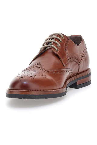 Scarpe Stringate Francesine marroni in pelle con lavorazione brogue Pittarello 06