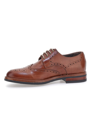 Scarpe Stringate Francesine marroni in pelle con lavorazione brogue Pittarello 06