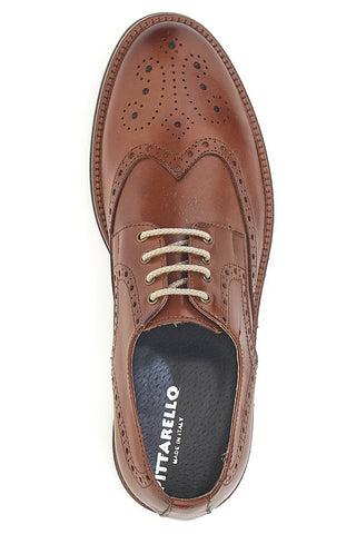 Scarpe Stringate Francesine marroni in pelle con lavorazione brogue Pittarello 06