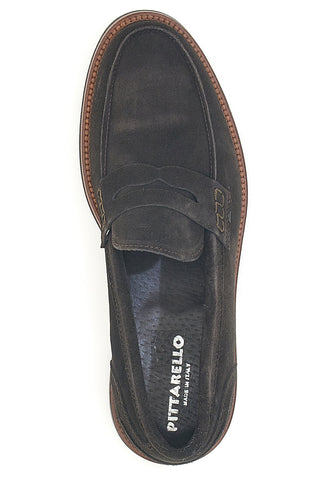 Mocassini marroni in camoscio con suola a contrasto Pittarello 014