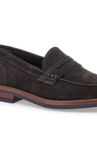 Mocassini marroni in camoscio con suola a contrasto Pittarello 014