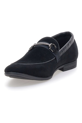 Schwarze Mokassins mit Claremorris Pferdekappe 218014A