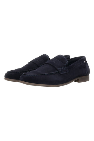 Mocassini blu in pelle scamosciata Bugatti 311AW66014004100
