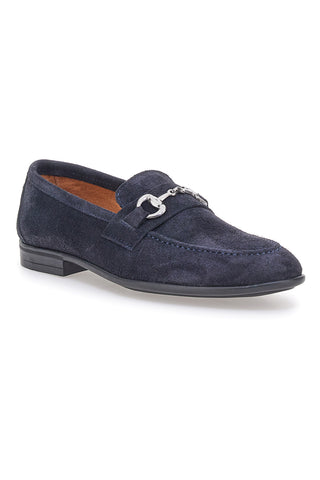 Blaue Wildleder Mokassins mit Hufeisen Pittarello 11