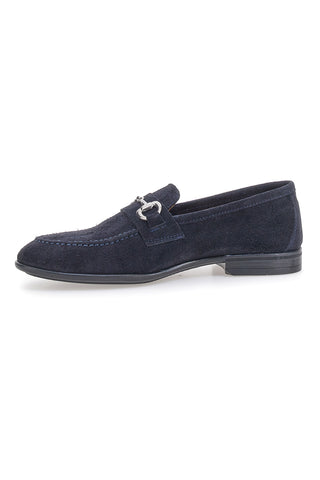 Blaue Wildleder Mokassins mit Hufeisen Pittarello 11