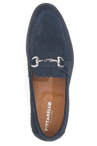 Blaue Wildleder Mokassins mit Hufeisen Pittarello 11