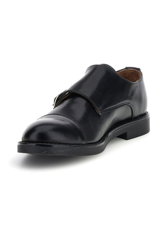 Mocassini neri in pelle con fibbie Pittarello 8030