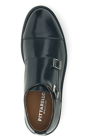 Mocassini neri in pelle con fibbie Pittarello 8030