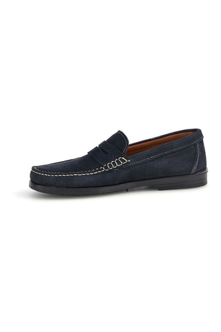 Blaue Mokassins aus echtem Leder mit sichtbaren Nähten made in Italy Pittarello 195