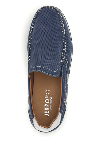 Mocassini blu in vera pelle cuciture a vista made in Italy Pittarello 3425