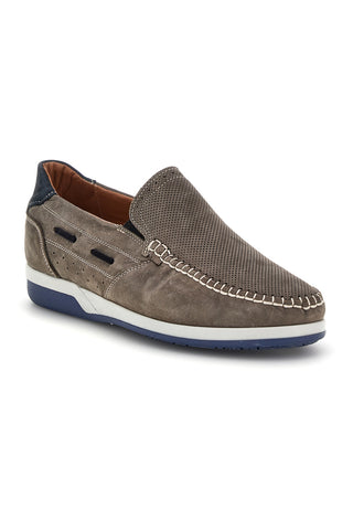 Mocassini grigio in vera pelle cuciture a vista made in Italy Pittarello 3425