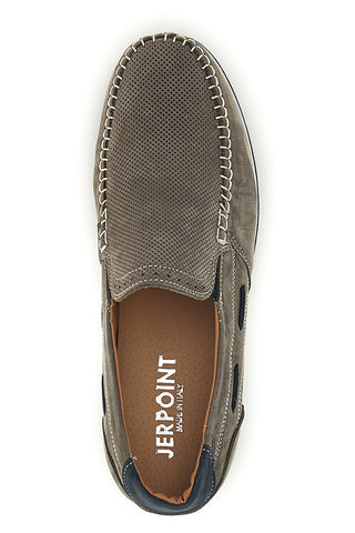 Mocassini grigio in vera pelle cuciture a vista made in Italy Pittarello 3425