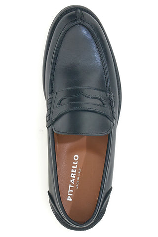 Schwarzes echtes Leder Löwenmaul Mokassins Pittarello 402