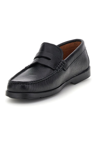 Schwarz Leder Mokassins klassisches Design Jerpoint 102