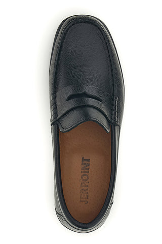 Schwarz Leder Mokassins klassisches Design Jerpoint 102