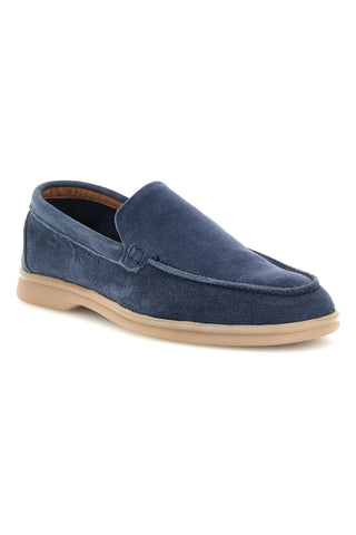 Mocassini blu in vera pelle made in Italy Ptr 800