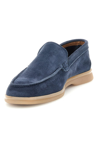 Mocassini blu in vera pelle made in Italy Ptr 800