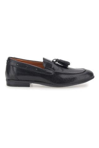 Schwarze Leder Mokassins mit Quasten Made in Italy Pittarello 071