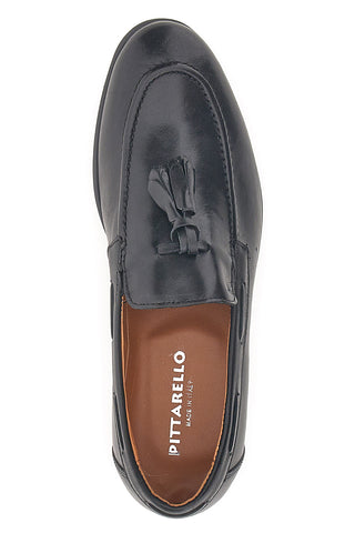 Schwarze Leder Mokassins mit Quasten Made in Italy Pittarello 071