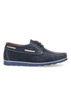Blaue Leder-Slipper mit Schnürsenkeln und sichtbaren Nähten Jerpoint 09