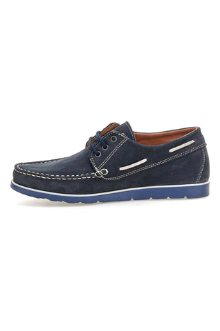 Blaue Leder-Slipper mit Schnürsenkeln und sichtbaren Nähten Jerpoint 09