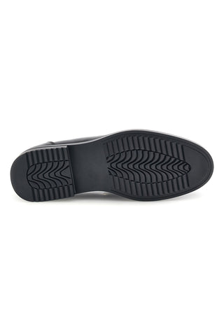 Schwarze Mokassins mit farblich passender Schnalle und gezackter Sohle Jerpoint JXC25379