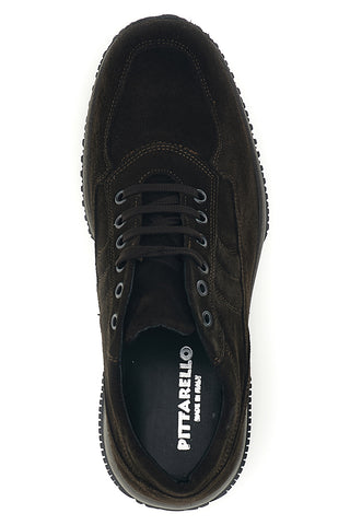 Dunkelbraune Sneaker aus echtem Leder, Made in Italy, Pittarello 2920