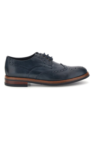 Francesine blu in pelle con lavorazione brogue Pittarello 06