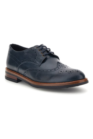 Francesine blu in pelle con lavorazione brogue Pittarello 06
