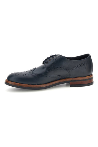 Francesine blu in pelle con lavorazione brogue Pittarello 06