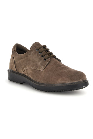 Taupefarbene Schnürschuhe aus Leder mit Pittarello-Schnürsenkeln 1261