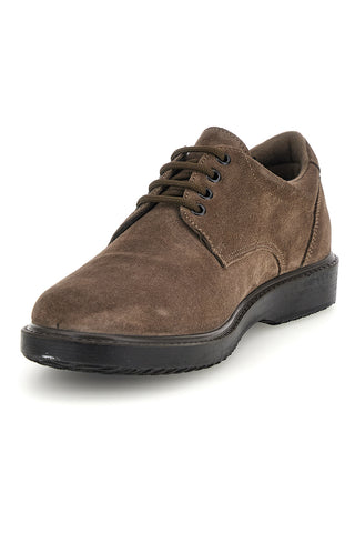 Taupefarbene Schnürschuhe aus Leder mit Pittarello-Schnürsenkeln 1261
