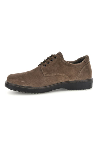 Taupefarbene Schnürschuhe aus Leder mit Pittarello-Schnürsenkeln 1261
