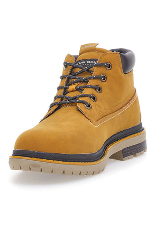 Ockerfarbene Cambrige-Stiefel aus Baumwollgürtel