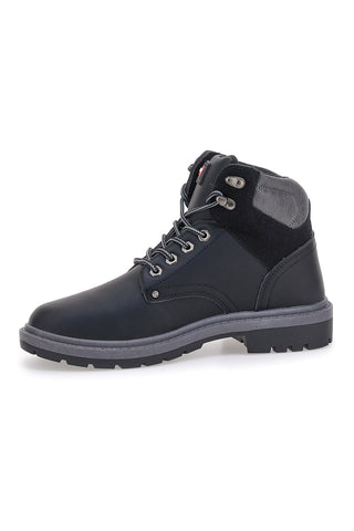 Schwarze Stiefel mit grauen Details und Kordelschnürsenkeln Carrera Cam75905