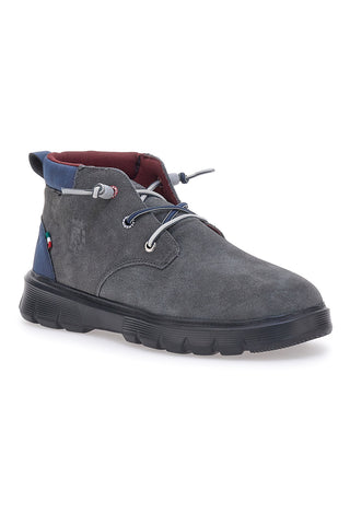 Graue hohe Schnürschuhe Navy 982